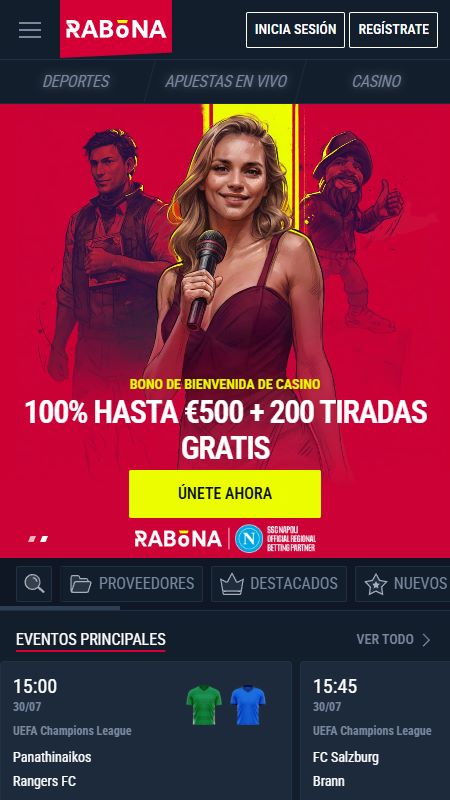 Página principal de Rabona en línea