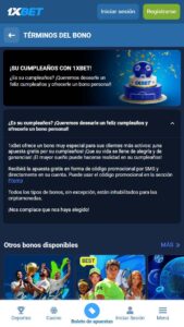 Bono especial de 1xbet