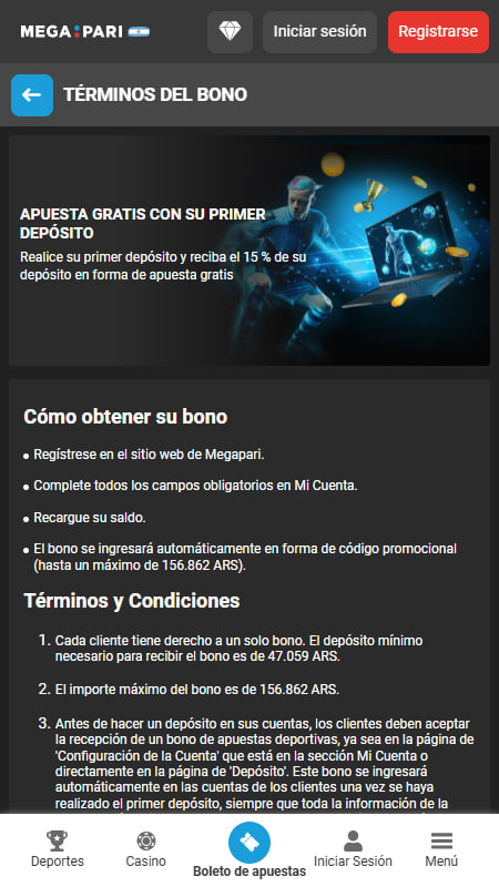 Megapari bonos de apuestas gratis en Argentina