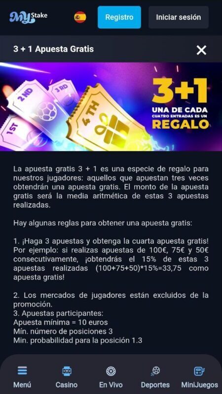 MyStake bonos de apuestas gratis en Argentina