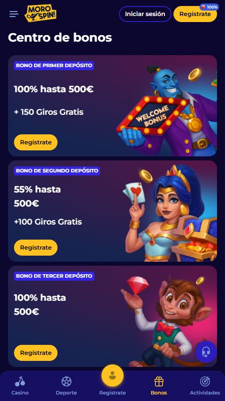 Página de promociones en Morospin