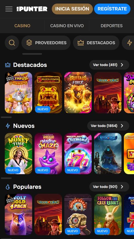 Sección de casino en línea en MrPunter