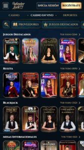 Sección de casino en vivo de WonderLuck
