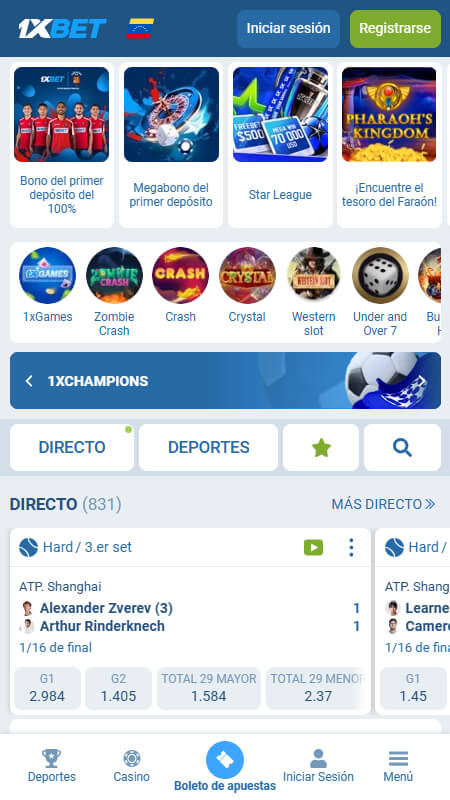 1xBet Bookmaker main page Venezuela