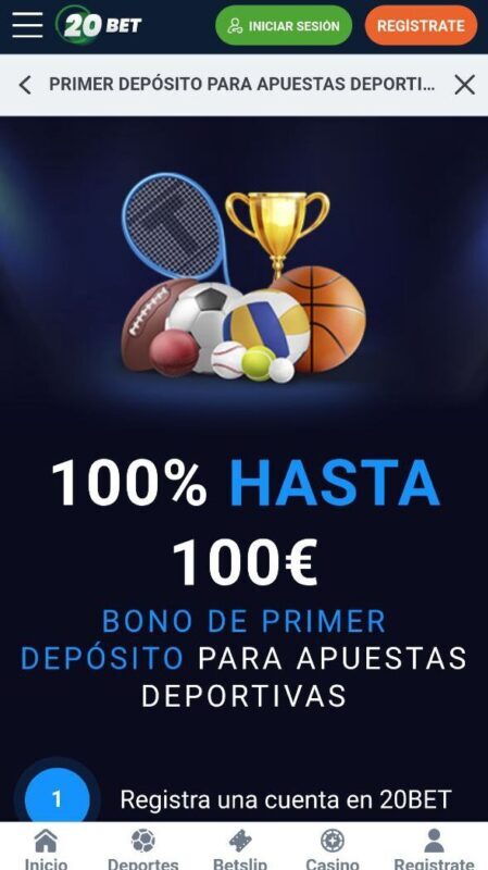 Bono de primer depósito en 20Bet