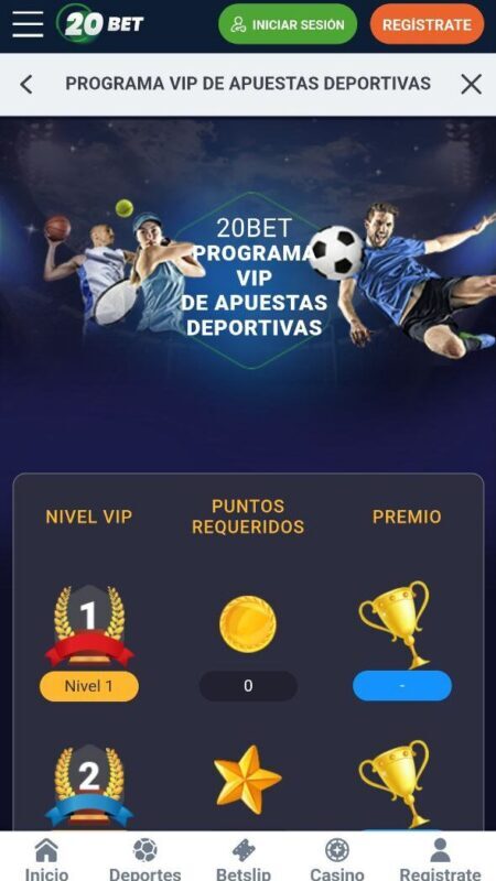 Programa VIP de apuestas deportivas en 20Bet