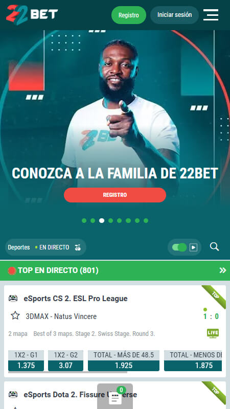 22Bet Bookmaker main page