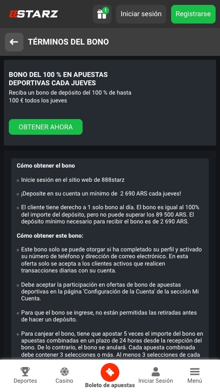 Bono del 100 % en apuestas deportivas cada jueves en 888Starz