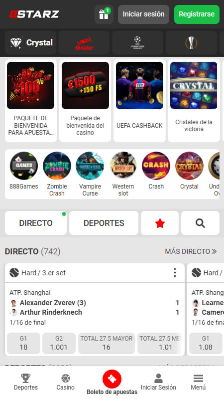 888Starz Bookmaker main page