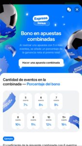 Bono en apuestas combinadas 1win