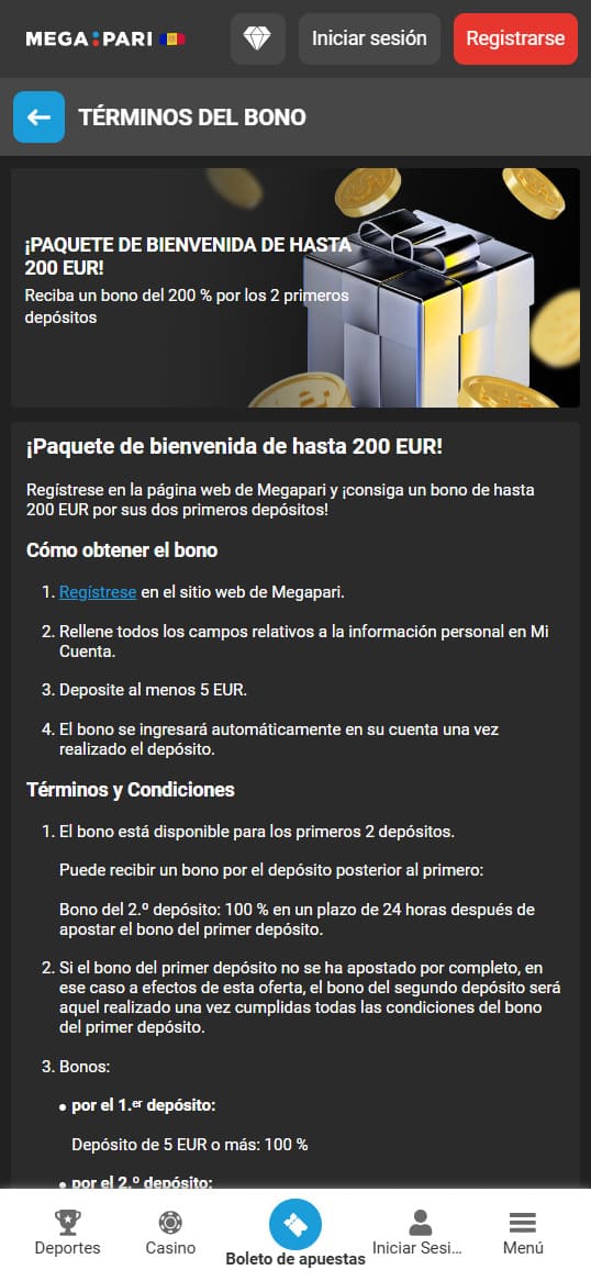 megapari bono de bienvenida