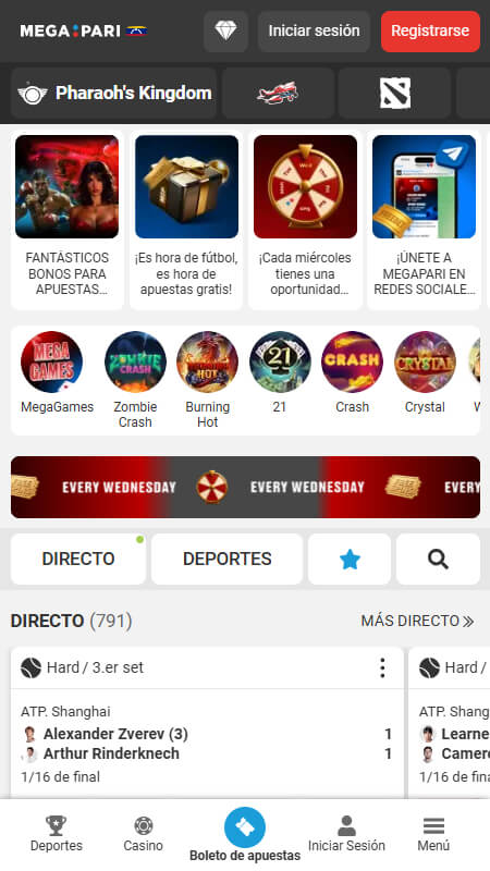 Megapari Bookmaker main page Venezuela
