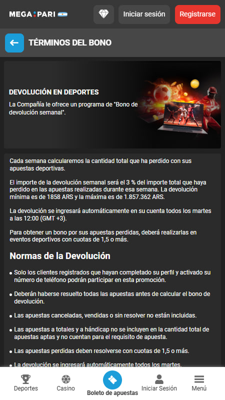 Cashback en Megapari
