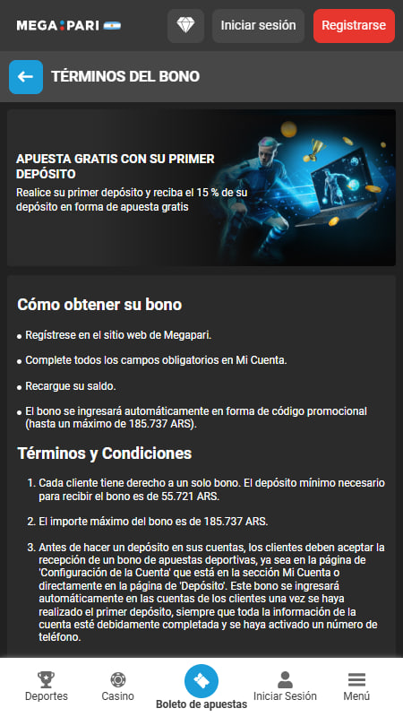 Freebets en Megapari