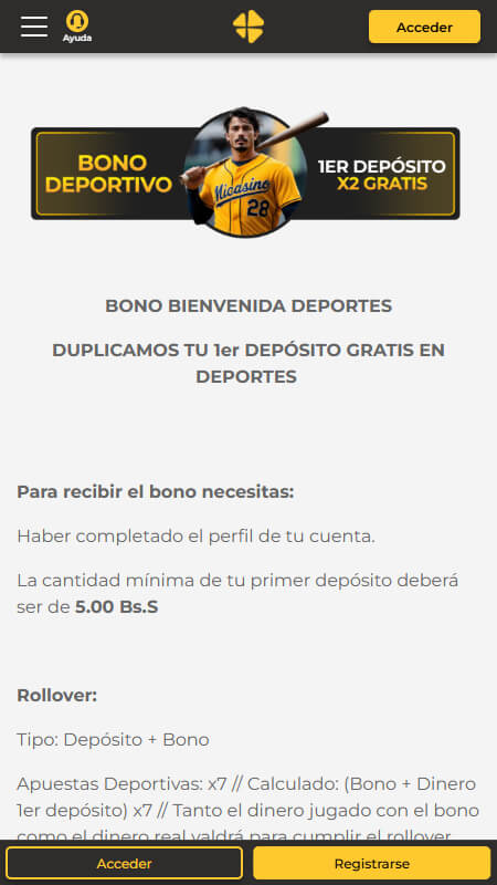 MiCasino Bookmaker welcome bonus for sport