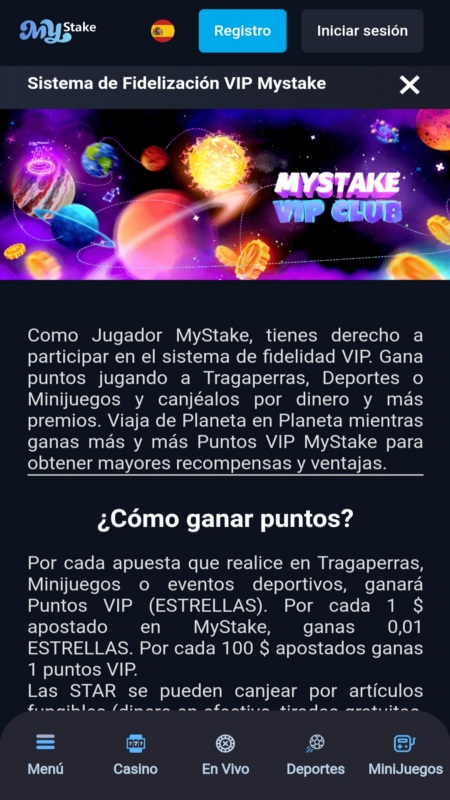 Mystake sistema de fidelización VIP