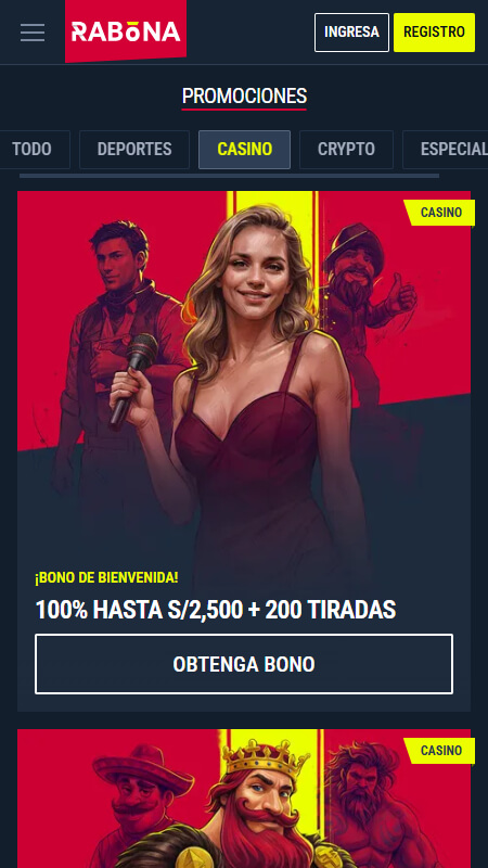 Rabona casino welcome bonus Peru