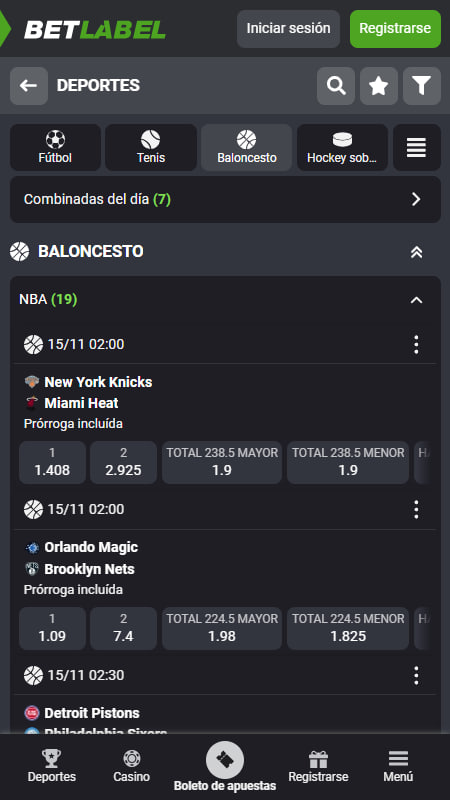 BetLabel apostar en la NBA
