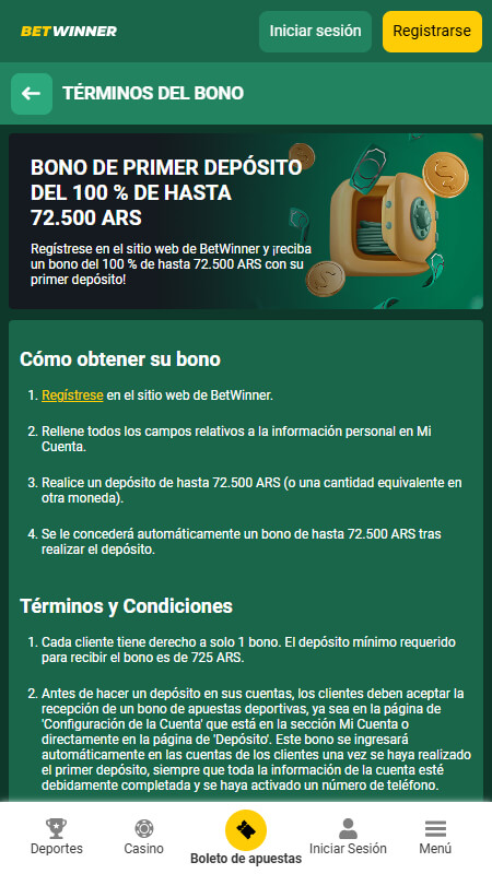 BetWinner sport first deposit bonus