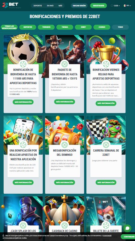 Bonos disponibles en 22Bet