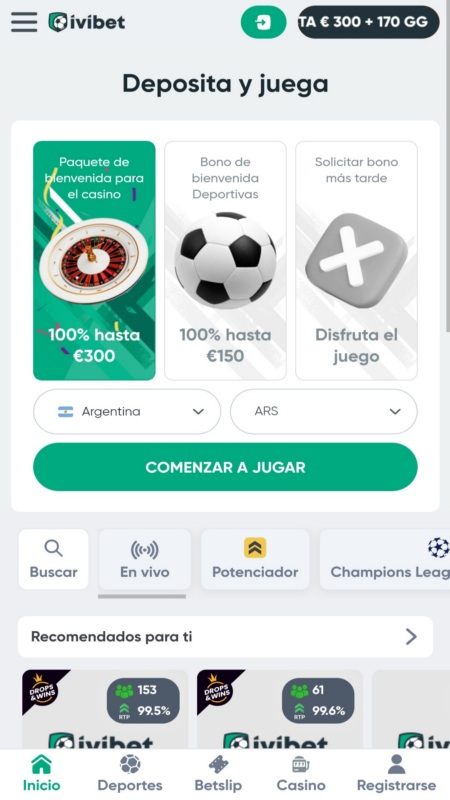 Pagina principal de IviBet