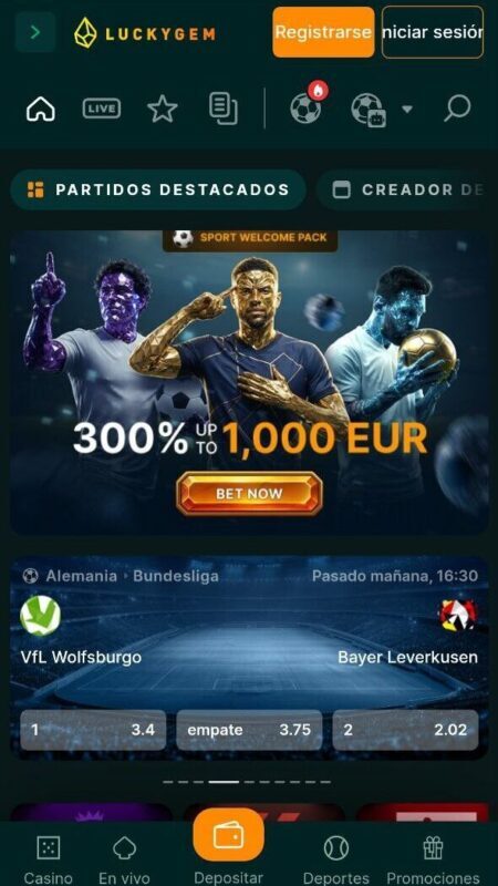 Deportes y mercados en Luckygem Casa de Apuestas