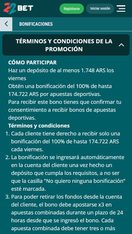 Explicacion para el recarga del viernes en 22Bet