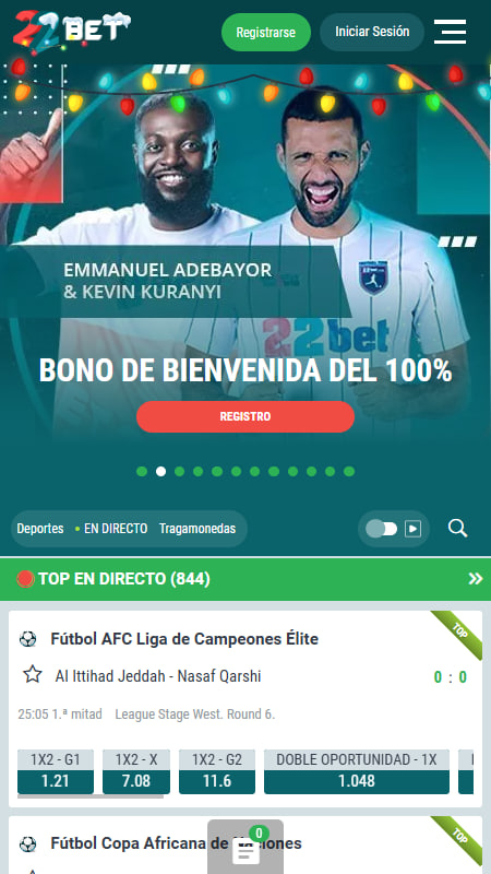 22Bet casa de apuestas Liga MX