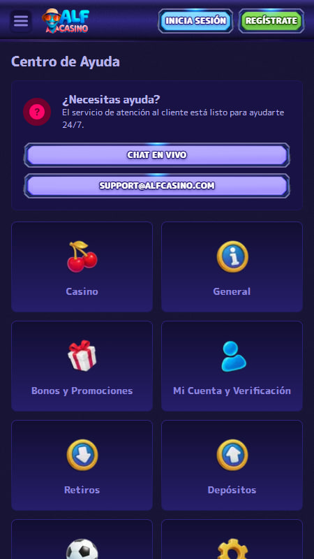 Atención al cliente Alf Casino en España 
