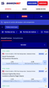 Apuestas a los NCAA de Fútbol Americano en Bankonbet