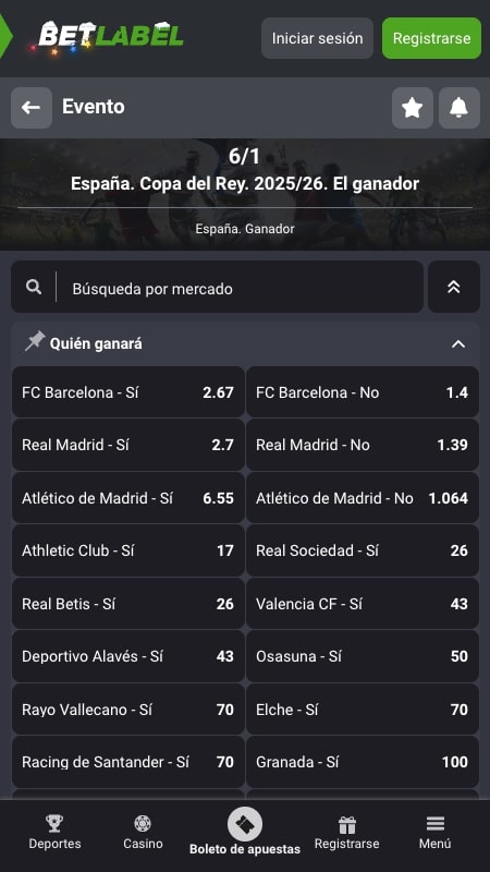 BetLabel - Casa de apuestas para la Copa del Rey 2025-26