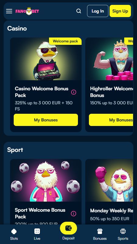 Página de promociones en FanoBet