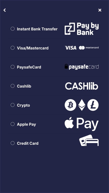 Métodos de pago de CasinoPeaches