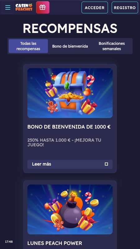 Bonos y promociones de CasinoPeaches