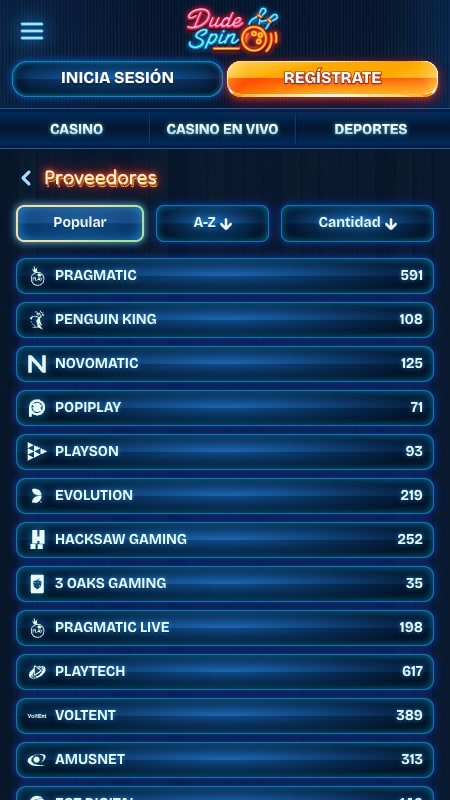 Dudespin Proveedores de software