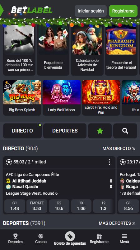 Sección de apuestas deportivas en línea en BetLabel