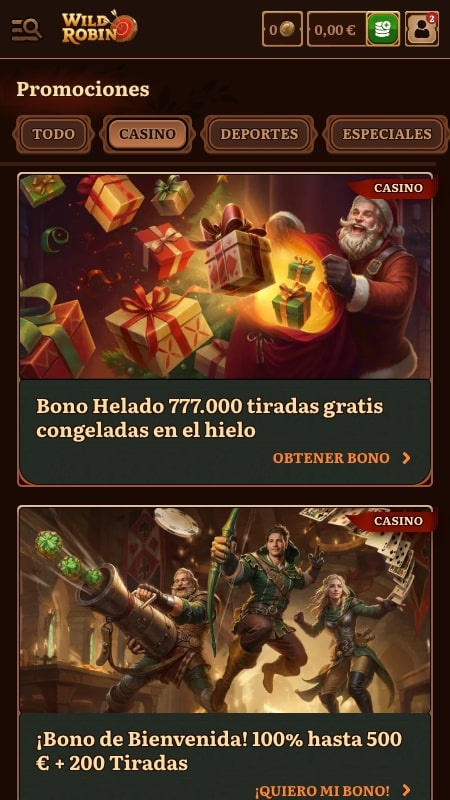 Bonos y promociones de WildRobin