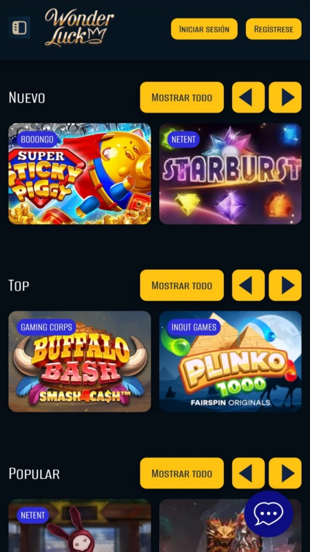 Wonderluck - Casino online fuera de España