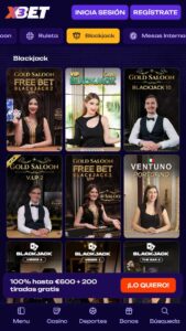 Interfaz de casino en vivo x3bet