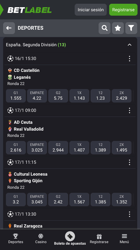 BetLabet - Casa de apuestas de Segunda División