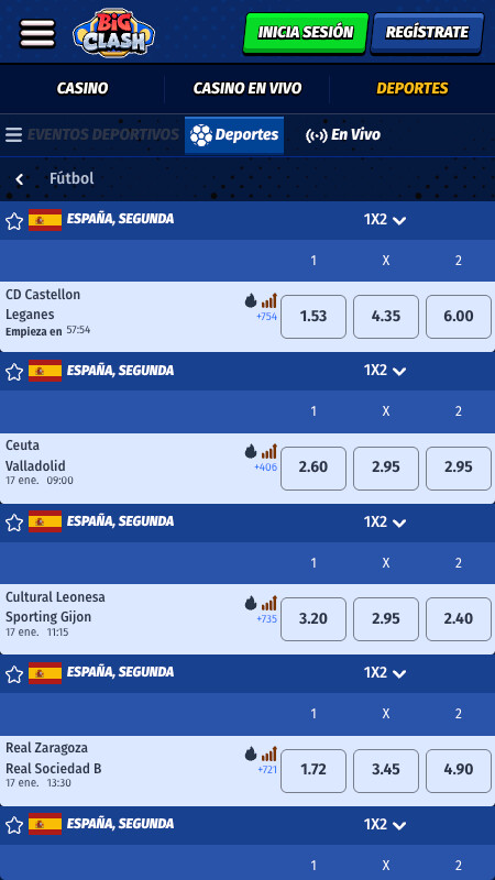 BigClash - Casa de apuestas de Segunda División