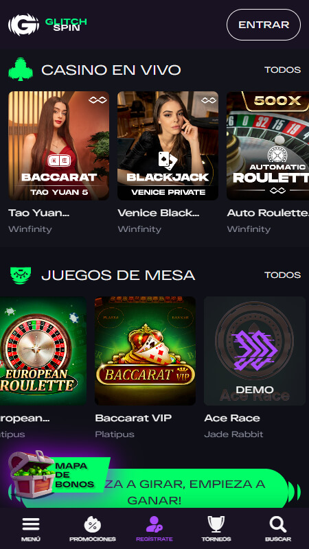 GlitchSpin casino live games