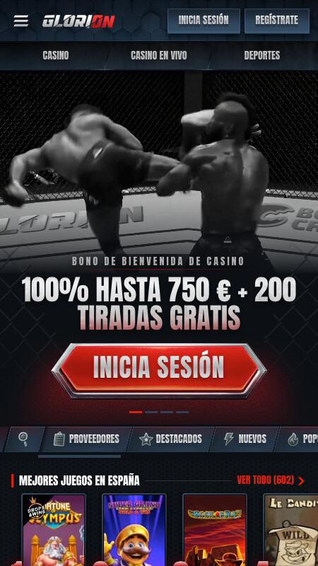 Página principal del casino Glorion