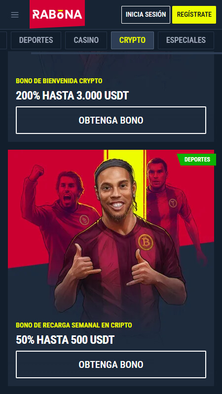 Rabona crypto bonus