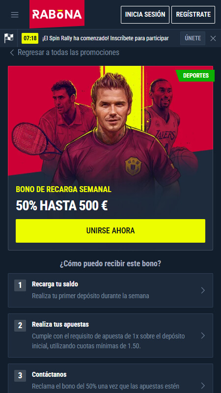 Rabona weekly reload promotions