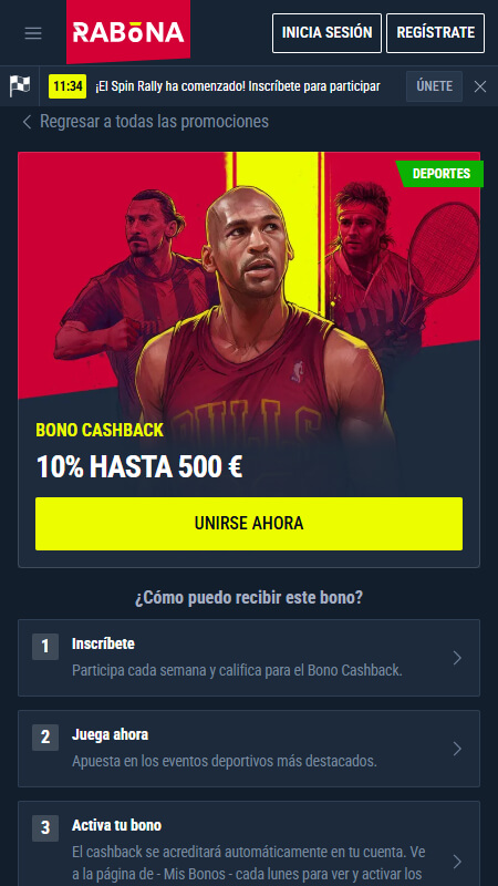 Rabona cashback bonus