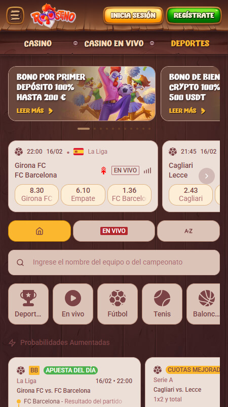 Roostino casa de apuestas Deportes