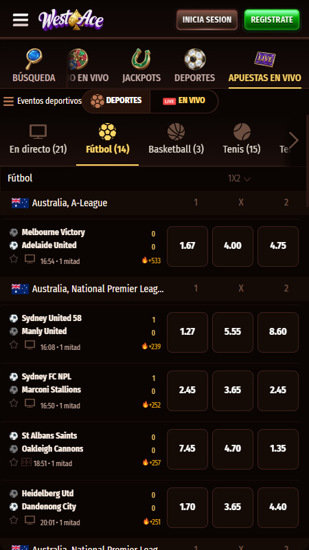 Apuestas en vivo en Westace casa de apuestas