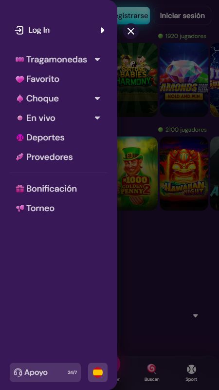 Explora las opciones del menú completo del sitio web de TomCasino