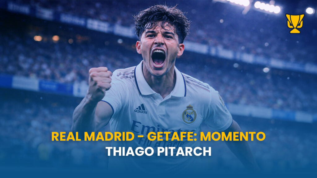 Acción ofensiva de Thiago Pitarch frente al Real Madrid en el Bernabéu